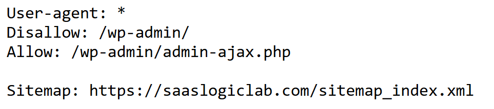 Robots.txt file showing crawl rules and XML sitemap reference